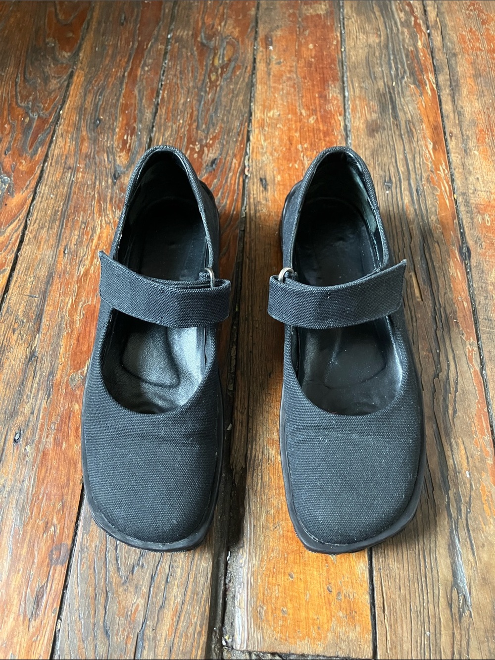 Prada Black Mary Jane Flats with Velcro Strap
